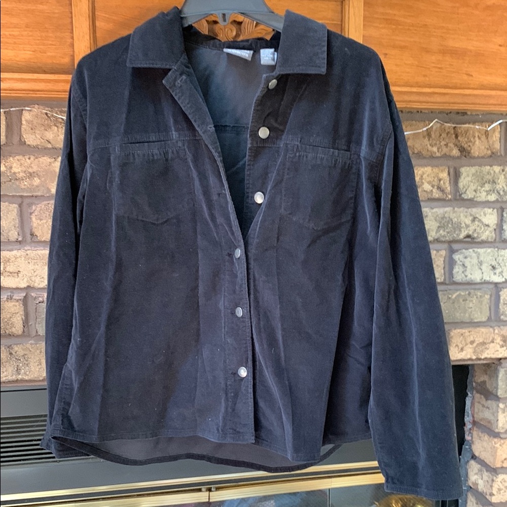 Black “Chico’s” Corduroy Button-Up Jacket/shacket size 2 (large/12 Chico’s size)